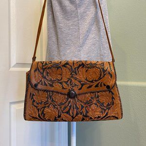 70's Vintage Mexican Hand Tooled Leather Purse